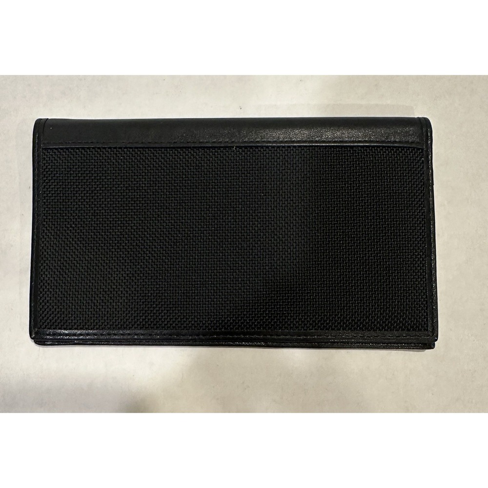 TUMI Black Leather And Canvas Wallet Credit Card Holder New No Tags